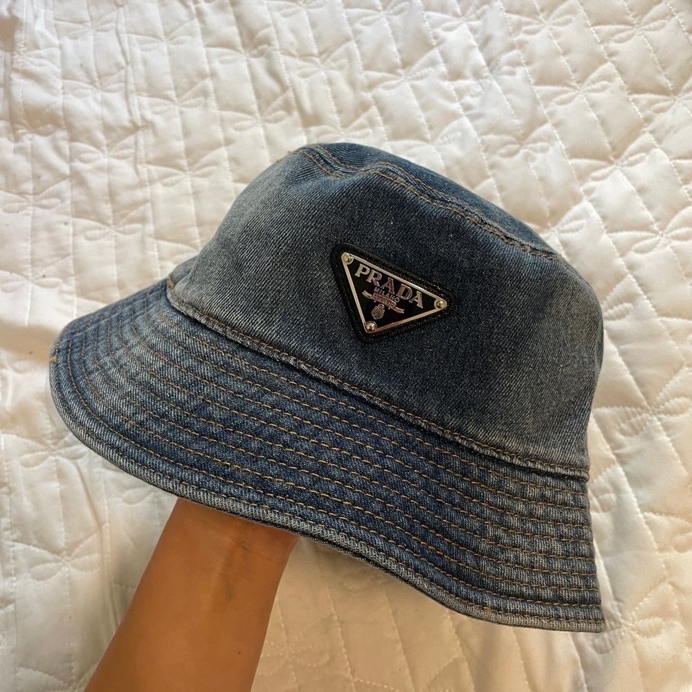 Prada Blue Denim Bucket Hat Size M